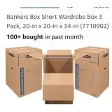 (3)Bankers Box short wardrobe Boxes 20" x 20" x