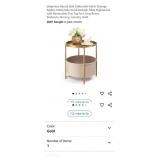 NEW Round Side Table w/ Fabric Storage Basket,