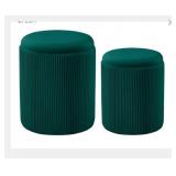 New 2 PC Round Ottomans with Storage Upholstered