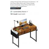 NEW 40" Desk w/ 3 Fabric Storage Drawer & Pocket,