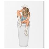 Morning Coffee...Country Cow Girl 24" x 30"