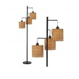 New  65" Boho Rattan Floor Lamp 3 Lights
