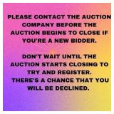 New Bidder? Contact Auction Company for Approval