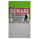 "Beware of Sasquatch". Metal Sign