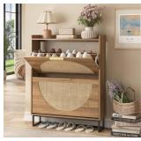 New  Rattan Shoe Storage Cabinet with 2 Flip