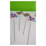 4 New Butterfly Garden Stakes Wind Spinners