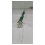 16"  White Metal Rose