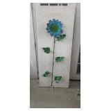 Large Blue  / Green  Metal Flower Yard Decoration