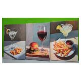 3 PC Trendy Cocktail Kitchen Canvas Wall Art