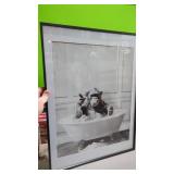 New 18" x 24" Metal Frame Monkey Taking a Bath