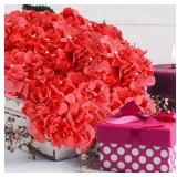 64pcs Hydrangea Artificial Flowers, Red Fake