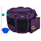 New Purple 2-Door Folding Soft Pet Playpen Plus
