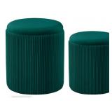 2 New Round Ottoman  Reversible Top, Wood or