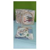 (4) New 6" Hoop Floral Embroidery Kits