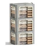 3 New Clothes Storage Bins with Metal Frame,