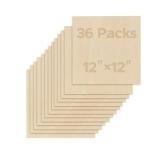 New 36 Pack Basswood Sheets, 12x12 Inch Plywood