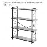 New- Bookshelf, 4-Tier Industrial Bookcase,