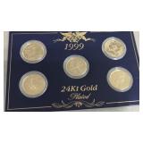24 kt Gold Plated 1999 Quarters Set of 5 Coins