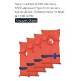 (New) 4pk. Adult Universal Flotation Life Jacket