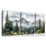 New 3 PC Large Wall Art  Abstract Mountain Forest