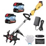 New Cordless Tiller Cultivator, 21V 450RPM