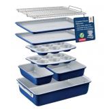 New Swiss BLUE Bakken 8-Piece Stackable Bakeware