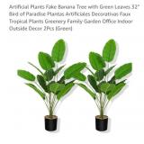 2 Artificial Plants Fake Banana Tree with Green
