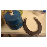 Old Wood Butter Mold (painted) & Iron Horseshoe