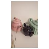 3 Vintage Teapots.    Pink is Weller     ( small