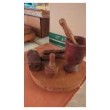 Wood Kitchen Items, Mortar & Pestal, Miniature