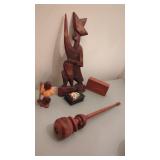 Wood Lot.  Molinillo, Danish Teak Viking Figure