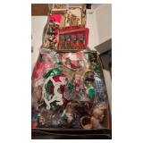 2 Boxes Vintage Christmas Ornaments,, Beads,Etc
