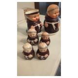 Goebel Monk Cream & Sugar on Tray, & 4 Monk