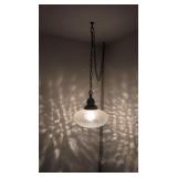 MCM.  Mid Century Crackle Glass Hanging Light
