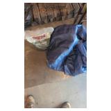 Tarp & pond pebbles