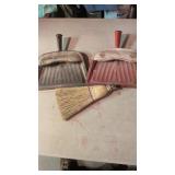 (2) Metal Dust Pans & whisk broom