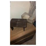 Wooden Stool & plastic storage Box