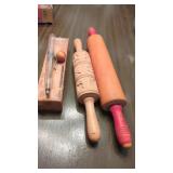 2 Vintage Rolling Pins & Candy Thermometer