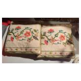 2 Beautiful Antique Crewel Tapestry Vintage