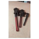 (3) Pipe Wrenches 9in,14in,18in