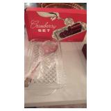 Vintage in  Box Cranberry Serving Set Crystal