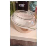 Fire King Peach Lusterware covered casserole