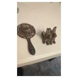 Small, Victorian Souvenir Mirror & Iron Scotty