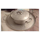 Vintage Cromwell Hammered Aluminum Tray  15".   &