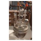 Vintage Vinegar and Oil Set on StandEtched 5 PC
