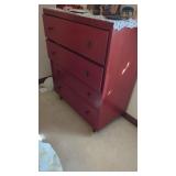 Red 4 Drawer Chest Loaded With Sewing/ Quilting,