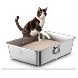 New Stainless Steel Litter Box with Handle, Large