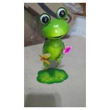 Frog on a Spring with Butterfly & Flower. 9"