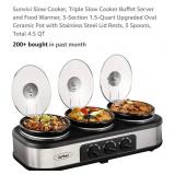 New Sunvivi Slow Cooker, Triple Slow Cooker