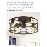 Bluetooth addlon 20" Black Caged Ceiling Fan with